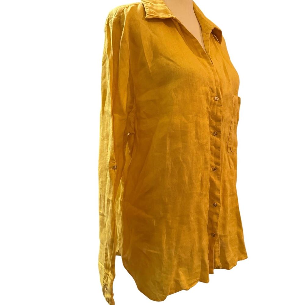 Zara  Yellow Linen Button Front Tunic Shirt Size XXL - Picture 2 of 4